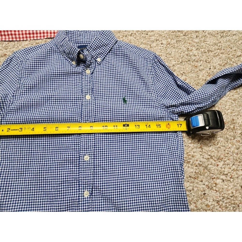 Polo Ralph Lauren Kid's Button Long Sleeve M(10-12) Lot Of 2 Red Blue - Picture 6 of 10